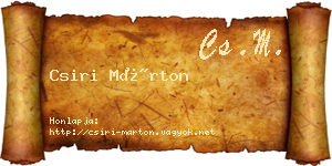 Csiri Márton névjegykártya